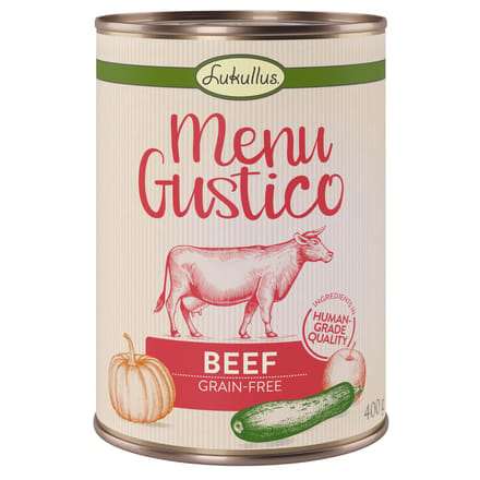 Voordeelpakket Lukullus Menu Gustico 24 x 400 g Hondenvoer - Rund met Pompen, Appel en Oregano