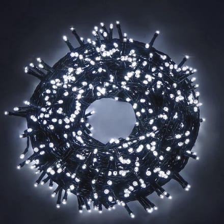 Thuys – Kerstverlichting Slinger 50M – 1000 LED – Warm Wit IJslicht – 8 Lichtstanden – 31V Controller – Groen Snoer