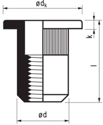 Masterfix Blindklinkmoer M6x14,5mm Staal - 250 stuks