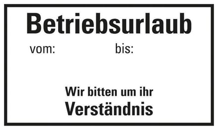Pickup kunststoff Schild 25x15 cm BETRIEBSURLAUB