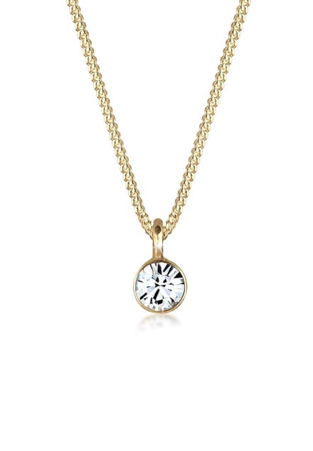 Elli Halsketting Solitaire Swarovski® Kristal 925 Zilver verguld