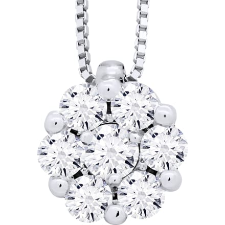 Diamonds kraag Solitaire 0,35 Cts Serti illusie 1,25 Cts White Gold