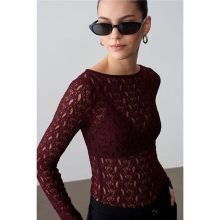 Slim Fit Kanten Bootsvorm Blouse