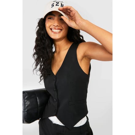 boohoo Dames Fitted Tailored Waistcoat | Black | Maat: 16