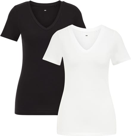 WE Fashion Dames T-shirt met V-hals, 2-pack