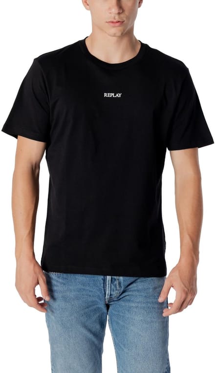 Round Neck Short Sleeve Cotton T-Shirt - Black Shirts