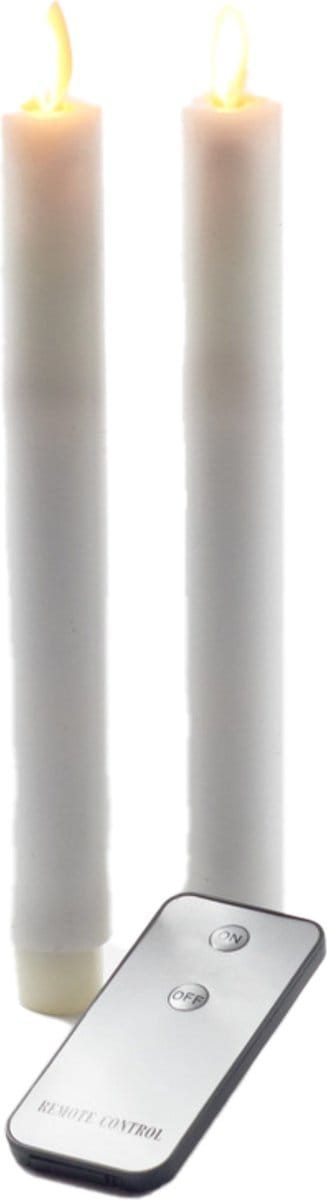 Anna's Collection Led dinerkaarsen - 2x st - wit - 23 cm - bewegende vlam - warm wit licht