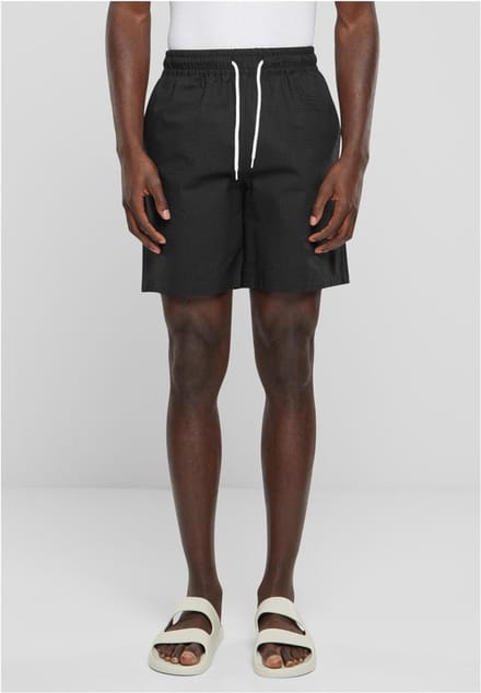 Urban Classics - Basic Seersucker Korte broek - XL - Zwart