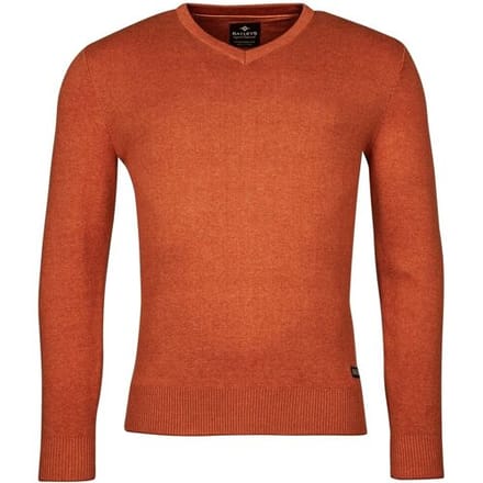 Baileys Trui Cotton V-Neck Allover 2-Tone Mid Orange / male