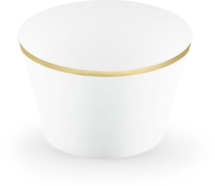 PARTYDECO - 6 witte en gouden papieren cupcake wikkels voor bruiloft