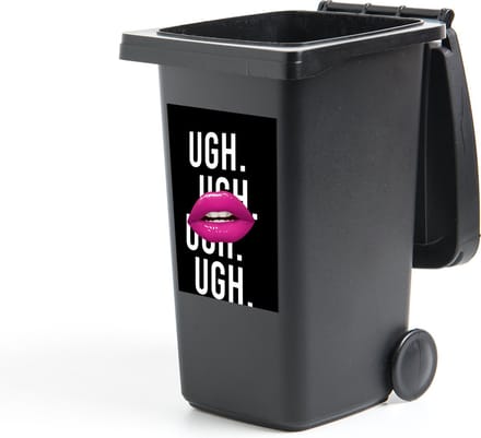 Container sticker Kinderen - Spreuken - Mond - Quotes - Ugh. Ugh. Ugh. Ugh - Roze - 40x60 cm - Kliko sticker