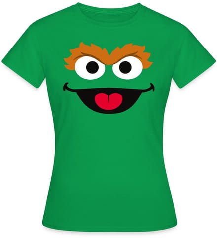 Sesamstraat Oscar Gezicht Kostuum T-Shirt Dames