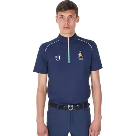 Polo met rits Italiaanse vlag Equestro X FISE