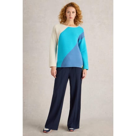 White Stuff Jana Abstract Jumper Bright Blue Größe: 14 | Longsleeves Outlet | Damen | Blau