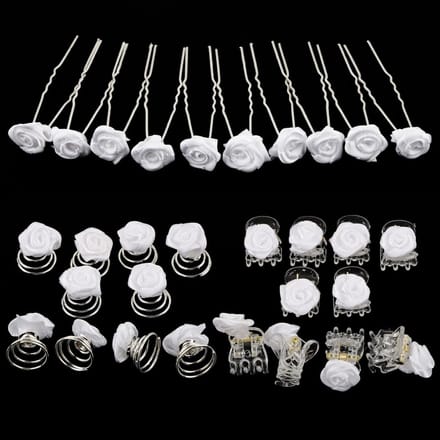 30 Stuks Haarspeldjes met Roze Rozen en Krullen - Bruidshaaraccessoires voor Bruiloft en Feest