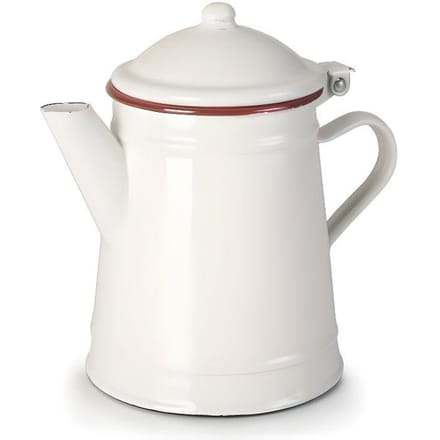 Cafetière - IBILI - 908501 - Acier émaillé - Blanc - 1 L - Liseré bordeaux blanc