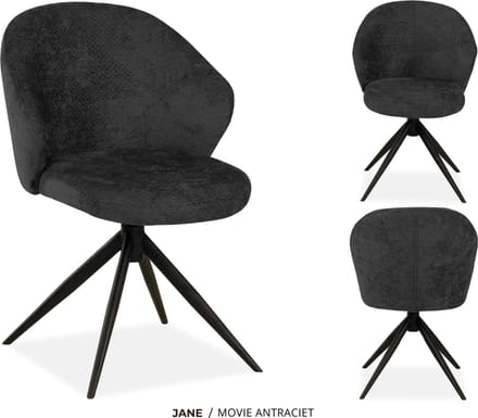 MX Sofa Eetkamer stoel Jane - kleur: Antraciet - set van 2 stoelen