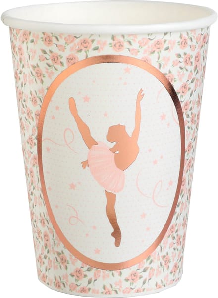 SANTEX - 10 kartonnen bekers ballerina 7,8 x 9,7 cm roségoud