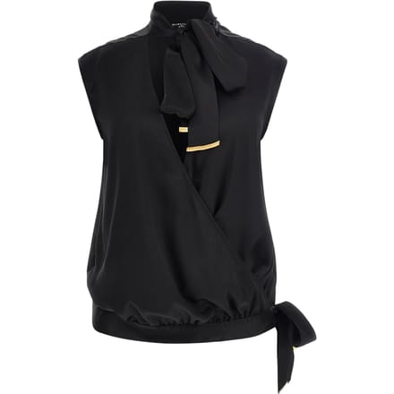 GUESS Linda Wrap Top Jet Black A996 Größe: 46 | Blusen Outlet | Damen | Schwarz
