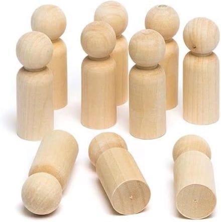 Winkrs Houten Pionnen Blanco - Klein Mannetje - DIY - 20 Stuks - 33mm