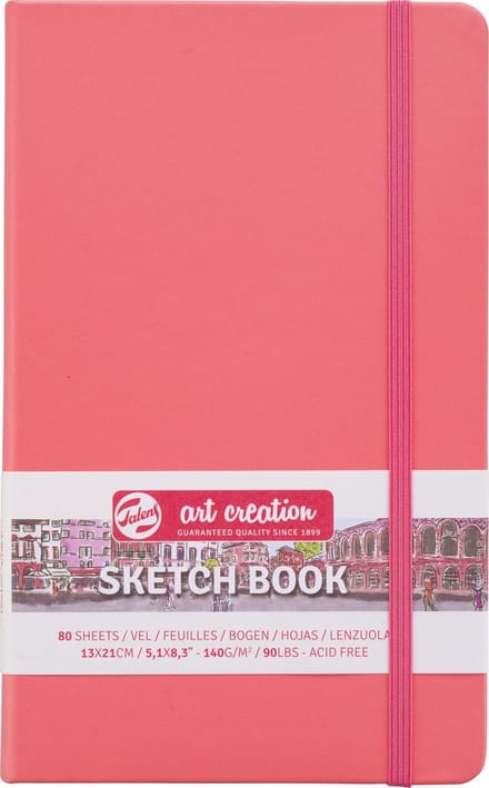 Carnet de croquis 13x21 cm Rouge corail 140 g 80 feuilles Talens Art Creation