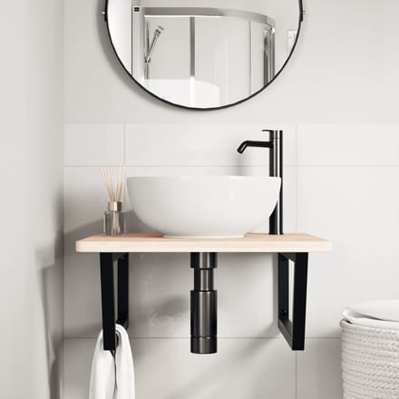 vidaXL - Badkamer - wandschap - staal - en - massief - eikenhout
