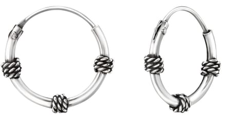 Joy|S - Zilveren Bali oorringen 12 mm - geoxideerd - t41