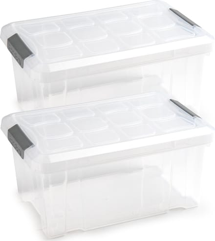 PlasticForte Opbergbak met deksel - 3x - 5 liter - transparant - 29 x 19 x 14 cm - opslagbak