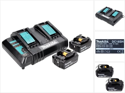 Makita Power Source Kit 18 V met 2x BL 1850 B 5.0 Ah accu ( 197280-8 ) + DC 18 SH dubbele lader ( 199687-4 )