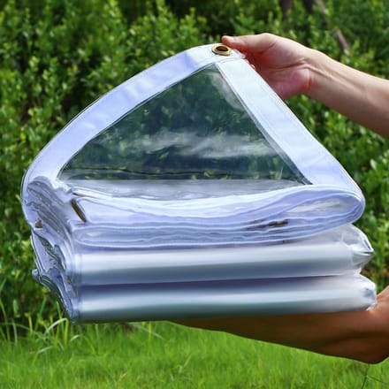 100% Transparant PVC zeildoek - Waterdicht - Dekzeil - Veranda - Overkapping - Wind - 350g/m² - Wit - 2m x 2m