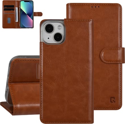 UNIQ Accessory iPhone 13 Book Case hoesje - Pasjeshouder voor 3 pasjes - Magneetsluiting - LichtBruin