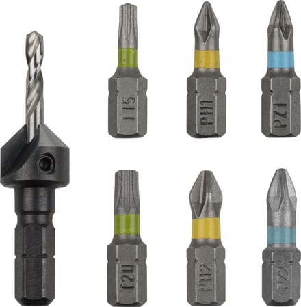 wolfcraft - Flipbit toebehoren - Verzinkboor - PH 1, PH 2, PZ 1, PZ 2, TX 15, TX 20 - 3085000