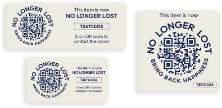 NoLongerLost - 'Triple Value Pack' Stickers - 3 stuks (verschillende afmetingen) - Gebroken Wit - Unieke QR code - Tracking