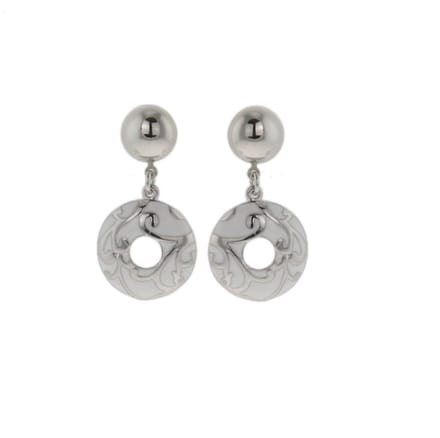 Behave - Oorhangers modern rond design zilverkleur wit 4 cm dames