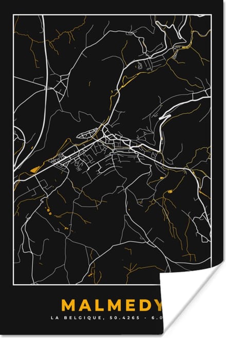 Poster Malmedy - Goud - Plattegrond - Kaart - Stadskaart - 40x60 cm