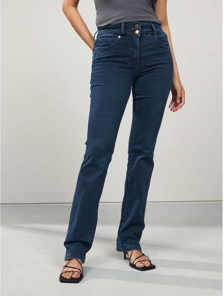 Next - Dames - Liftende, vormgevende bootcut jeans met slim-fit pasvorm - Blauw