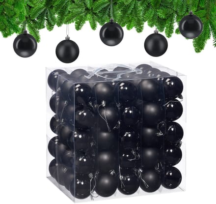 kerstballen set van 100 - Ø 6 cm - glanzend - mat - kunststof - zwart
