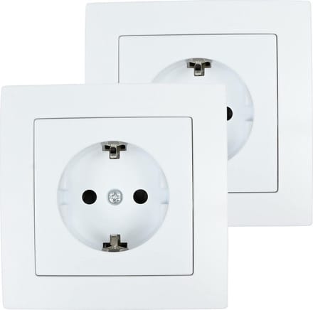 Benson Stopcontact RA - 2x - wit - inbouw - kunststof - 8 x 8 cm