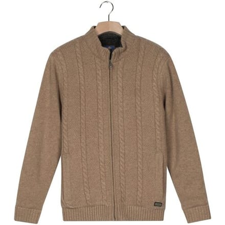 Baileys Vest Lined Cable Pattern Full Zip Wool Blend Taupe / male