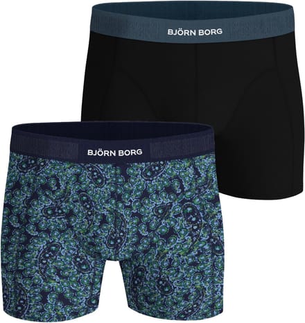 Björn Borg Cotton Stretch boxers - heren boxers normale lengte (2-pack) - zwart - print