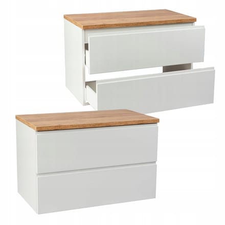 STAMAR - Hangende Badkamerkast met Eiken Blad 60 cm Front - Wit