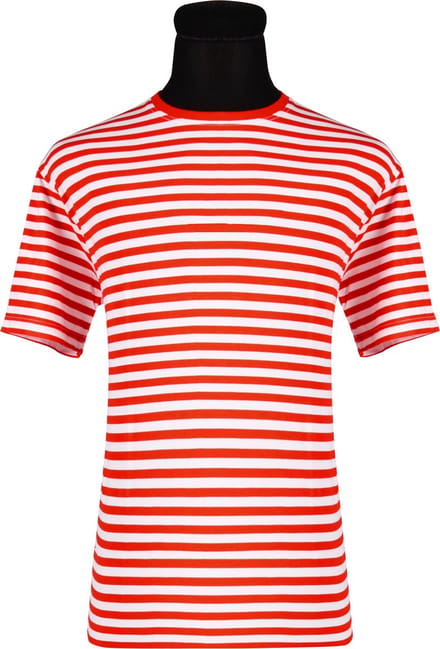 Shirt Gestreept - Unisex - Carnaval - Korte Mouw - Rood-Wit - Maat S