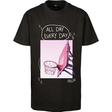Mister Tee Kinder Tshirt -Kids 122- All Day Every Day Pink Zwart