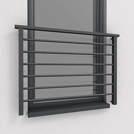 Frans Balkon Aluminium Staafhekwerk Antraciet Kleur Mat (120x100cm)