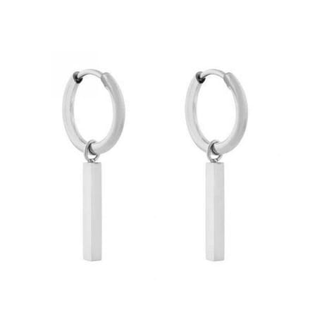 Essentialistics - Oorbellen minimalistisch staafje groot - Zilver - Stainless steel (verkleurt niet) - Kliksluiting