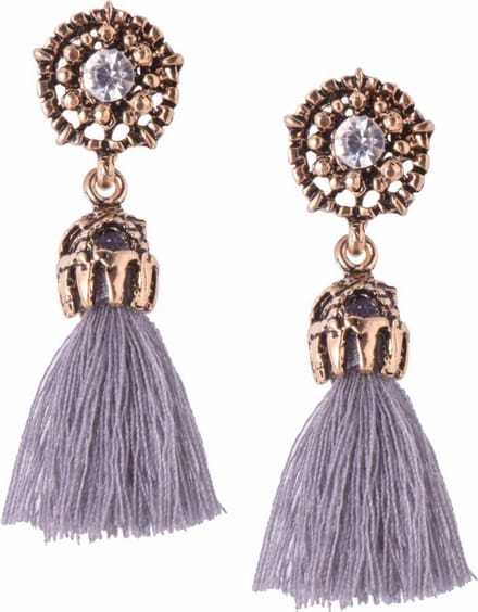 Fako Bijoux® - Oorbellen - Kwastjes - Kristal - Grijs