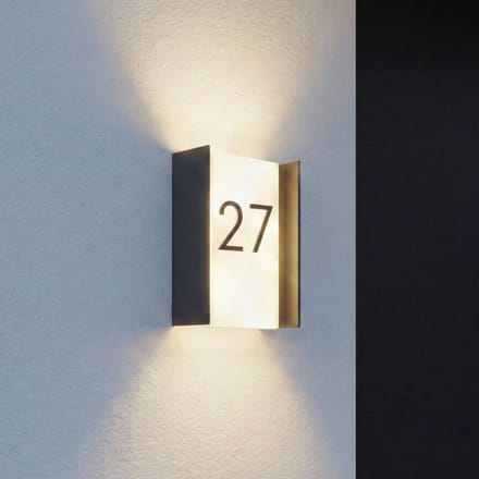 Lindby LED buiten wandlamp Selqa, huisnummer, antraciet, IP65