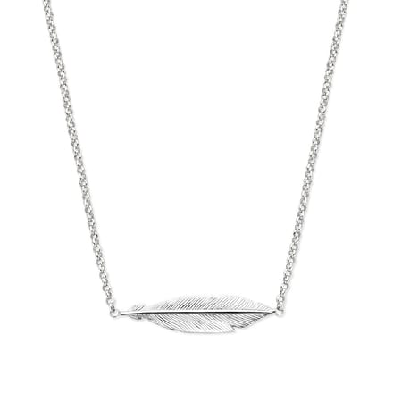 zilver gerhodineerd collier veer 40,5 + 3 cm 1337222