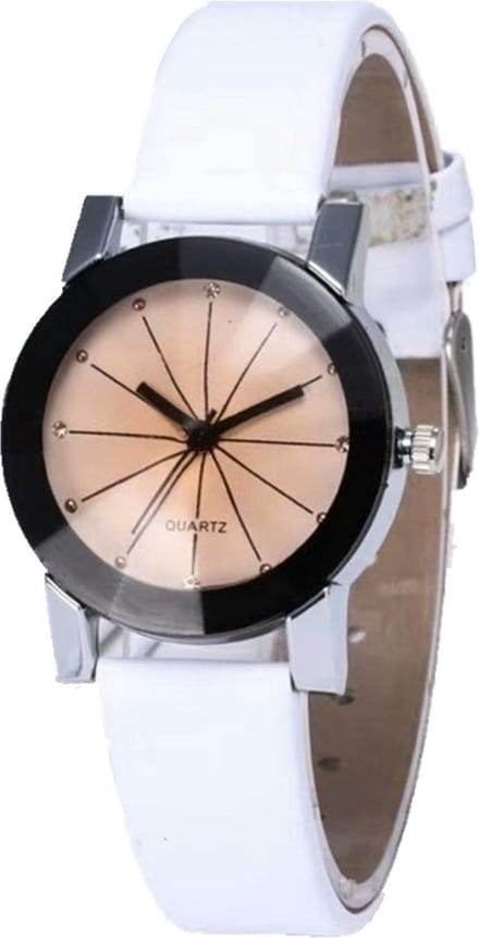 Fako Bijoux® - Horloge - White Ivory Quartz - Ø 31mm - Wit & Crème