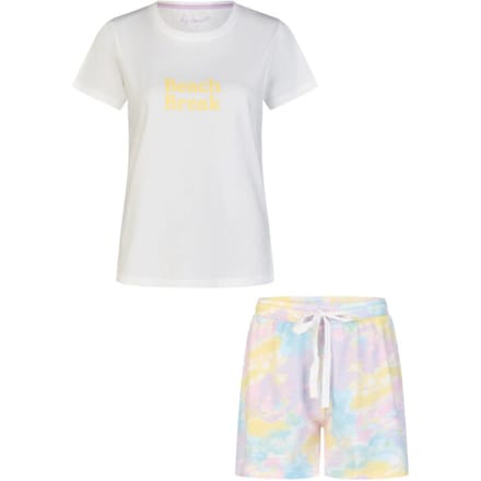 By Louise Dames Shortama Korte Pyjama Set Geprint Wit/Multi - Maat S